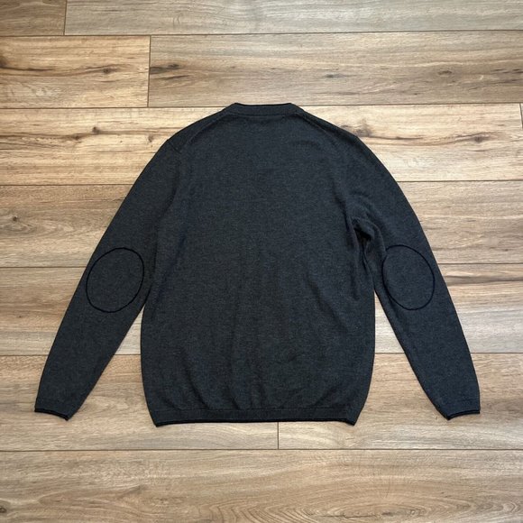 Men's Perry Ellis Sweater SZ Small Merino Wool Blend Gray Pullover V Neck - Picture 11 of 12